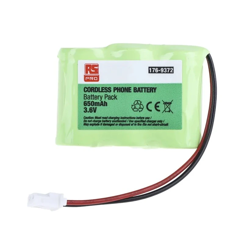 RS PRO 3.6 V Nickel Metal Hydride Rechargeable Battery Pack 650 mAh 3 Cells 176-9372