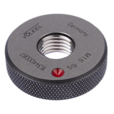 Volkel M16 x 2 Tapered No-Go Ring Gauge, 2 mm Pitch Diameter, Metric System, 6g Tolerance 16344