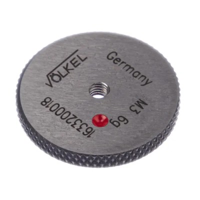 Volkel M3 x 0.5 Tapered Metric No-Go Ring Gauge 6g Tolerance, DIN ISO 1502, Germany 16332