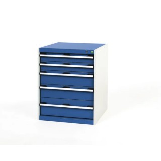 Bott Drawer Unit 5, Steel Material, 800 mm Height x 650 mm Width x 650 mm Depth, Blue Grey 40019035.11v