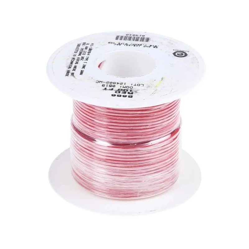 Alpha Wire Hook Up Wire TEFLON Series Red, 20 AWG, 19 x 0.20 mm Strands, 0.20 mm Core, 30 m Length, 600 V, Silver 5856 RD005