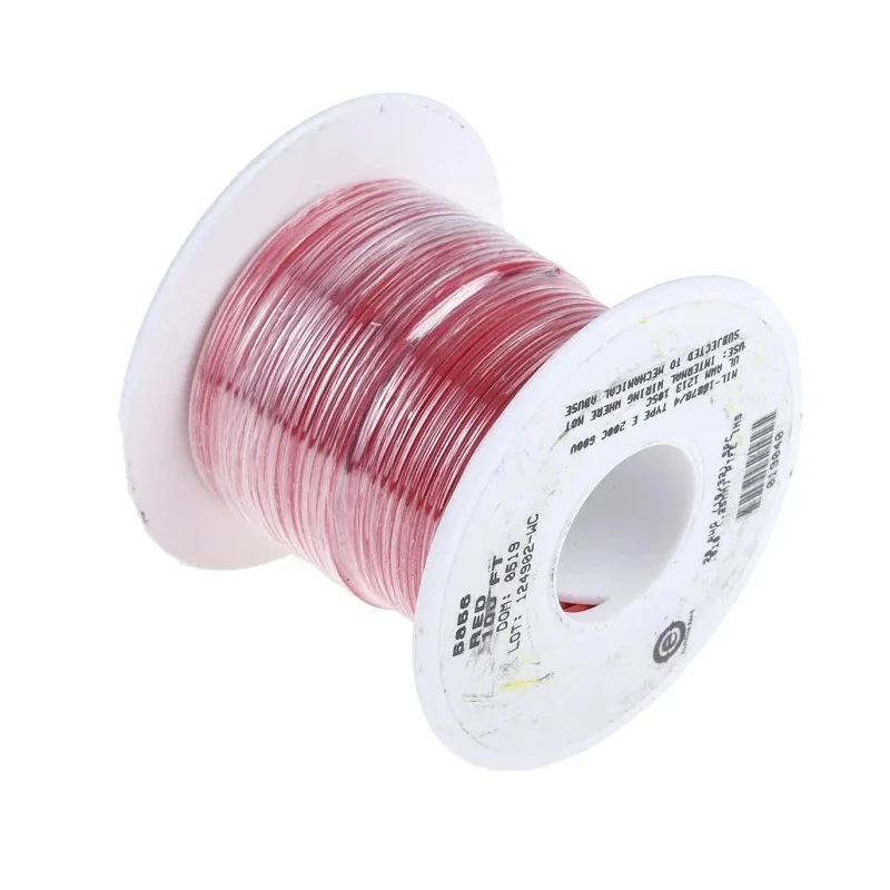 Alpha Wire Hook Up Wire TEFLON Series Red, 20 AWG, 19 x 0.20 mm Strands, 0.20 mm Core, 30 m Length, 600 V, Silver 5856 RD005