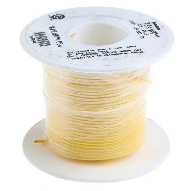 Alpha Wire Hook Up Wire TEFLON Series Yellow 20 AWG 19x0.20mm Core Strands 30m 600V 200°C 5856 YL005