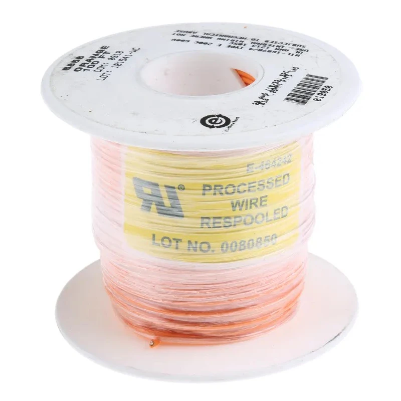 Alpha Wire Hook Up Wire TEFLON Series Orange 20 AWG 19x0.20mm Core Strands 30m 600V 200°C 5856 OR005
