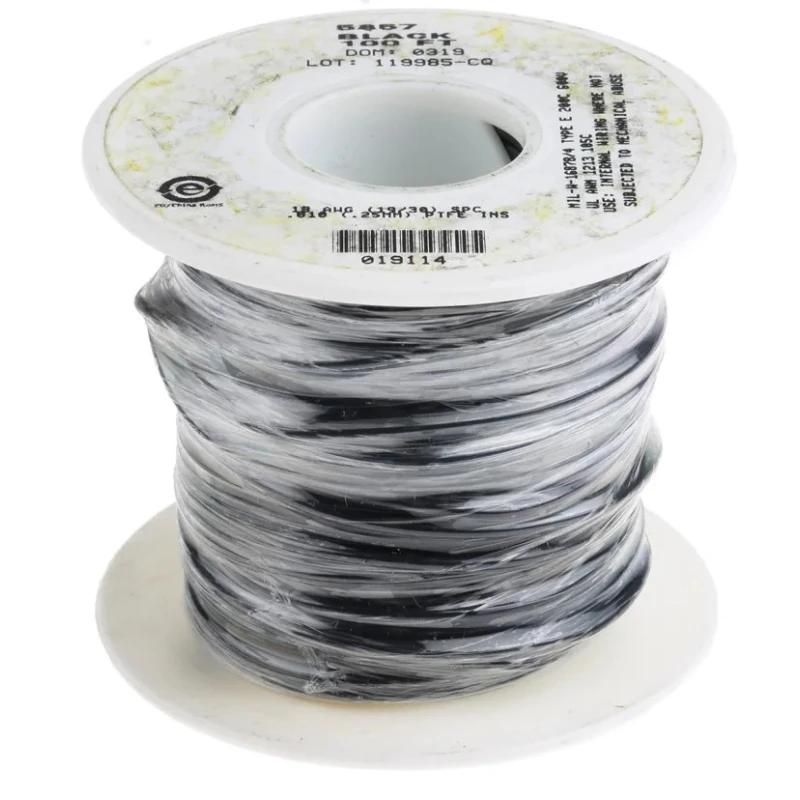 Alpha Wire Hook Up Wire TEFLON Series Black 18 AWG 19/0.25 mm Core Strands 30 m 600V 200°C 5857 BK005
