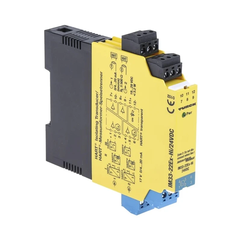 Turck 2 Channel Galvanic Barrier with Hart Communication 24V DC, IECEx/ATEX Certified IM33-22EX-HI/24VDC