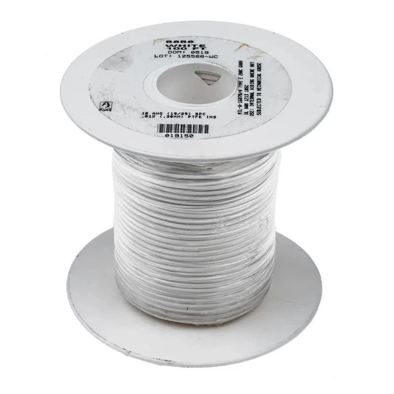 Alpha Wire Hook Up Wire TEFLON Series White, 16 AWG, 19/0.29 mm Core Strands, 2.03 mm Diameter, 30 m Length 5858 WH005