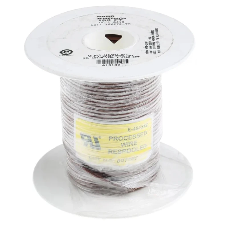 Alpha Wire Hook Up Wire TEFLON Series Brown, 16 AWG, 19 x 0.29 mm Strands, Silver Plated Copper Conductor, 600V 5858 BR005