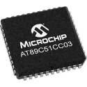 Microchip AT89C51CC03CA-SLSUM 8-bit Microcontroller 60 MHz 64kB FLASH 44-Pin PLCC