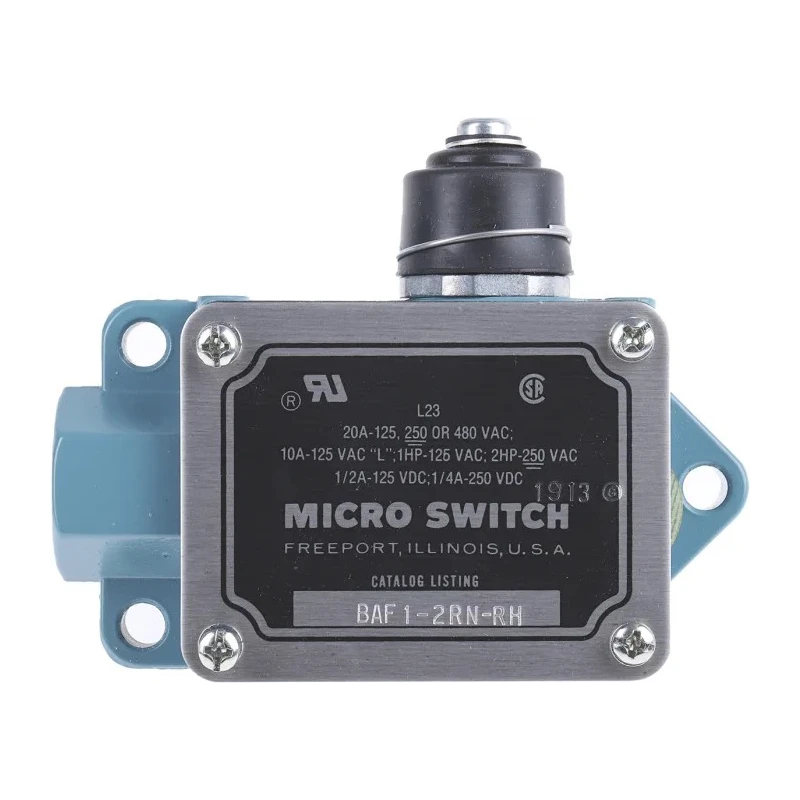 Honeywell Technologies BAF Series Plunger Limit Switch, SPDT, IP3 IP4, Die Cast Aluminium Housing, 480V AC, 20A BAF1-2RN-RH