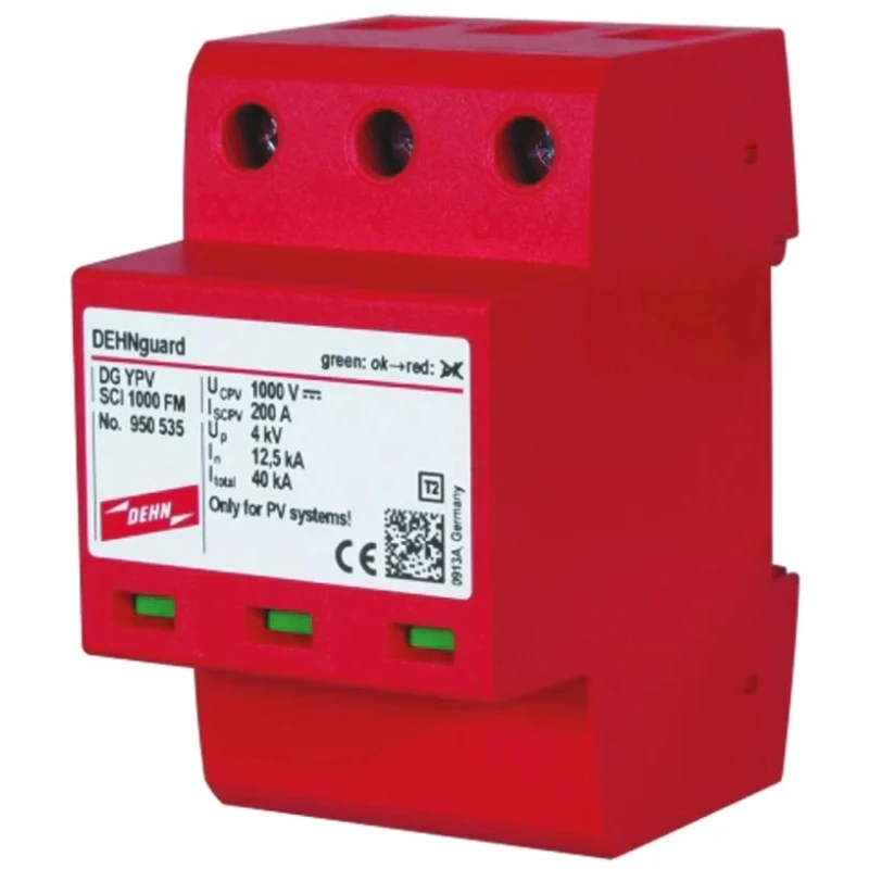 Dehn DG Modular Surge Protector 600V Maximum Voltage Rating 40 kA Maximum Surge Current Type 2 Arrester DG YPV SCI 600 FM