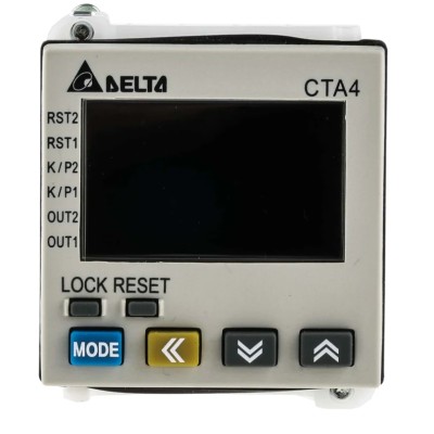 Delta Electronics Panel Mount Digital Counter, 6-Digit LCD Display, Manual Reset, Voltage Input 100-240VAC CTA4100A