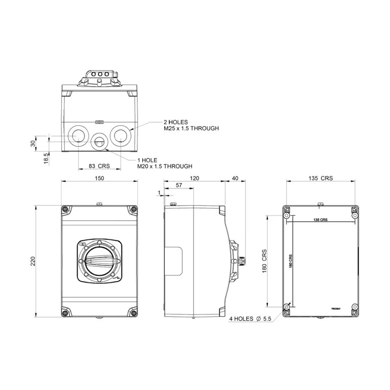 Craig & Derricott 3-Pole DIN Rail Isolator Switch 63A 25kW SDDG633EBZ22