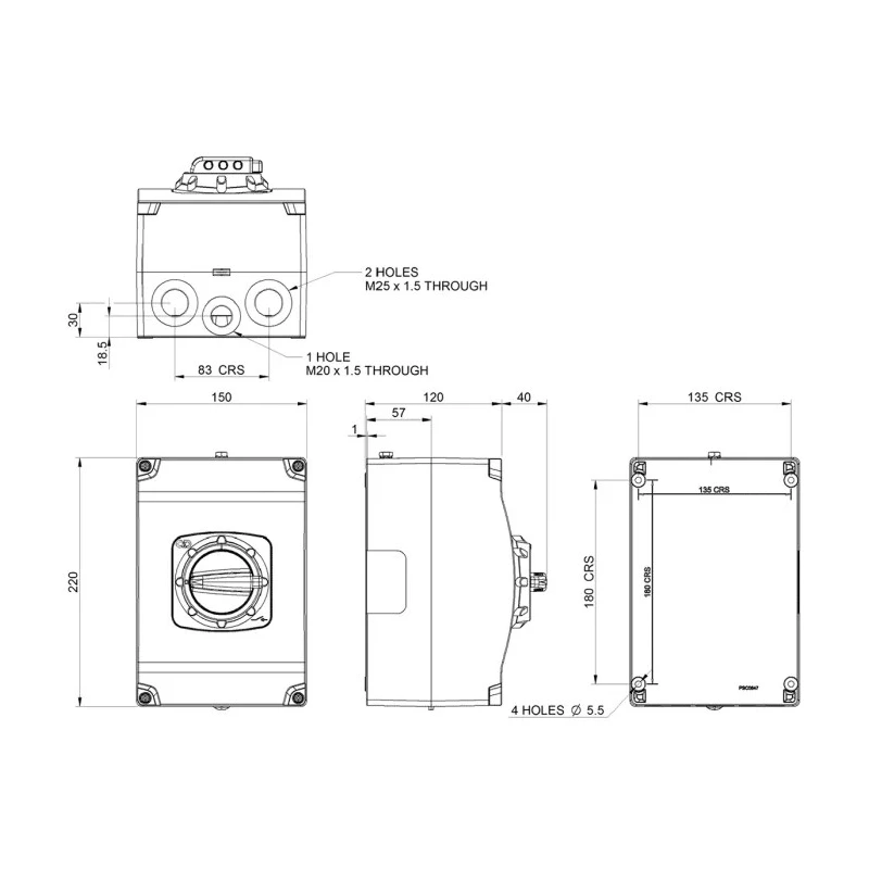 Craig & Derricott 3-Pole DIN Rail Isolator Switch 3 Phase 440V AC 40A 15 kW SDDG403EBZ22