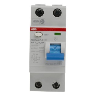 ABB Residual Current Circuit Breaker 40A, 2-Pole, 30 mA, Type A, 1 kA Breaking Capacity 2CSF202401R1400 F202 A-40/0,03 AP-R