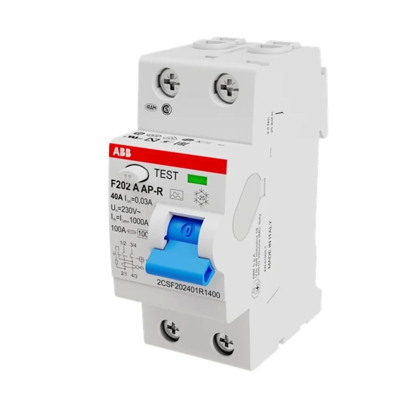 ABB Residual Current Circuit Breaker 40A, 2-Pole, 30 mA, Type A, 1 kA Breaking Capacity 2CSF202401R1400 F202 A-40/0,03 AP-R