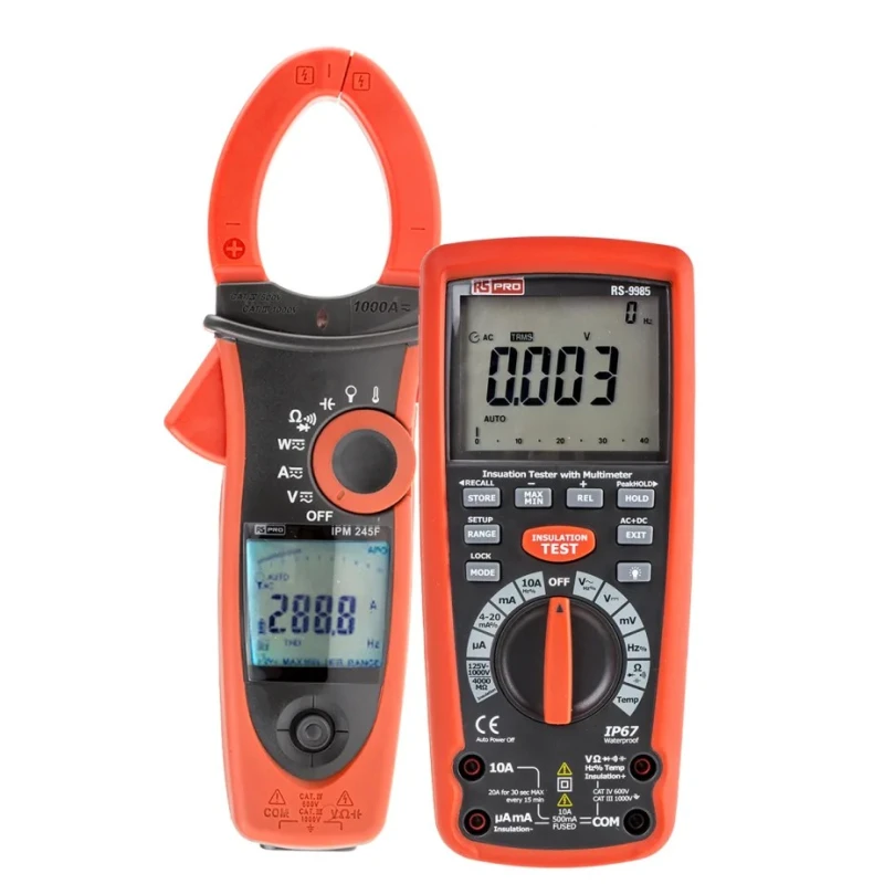 RS PRO Insulation Tester , 125 V Minimum Test Voltage, 1 kV Maximum Test Voltage, LCD Display, 350 μA Test Current IPM245F