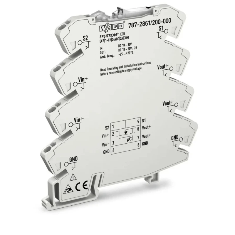 WAGO EPSITRON Electronic Circuit Breaker 2A Current Rating 24V Voltage, DIN Rail Mount 787-2861/200-000