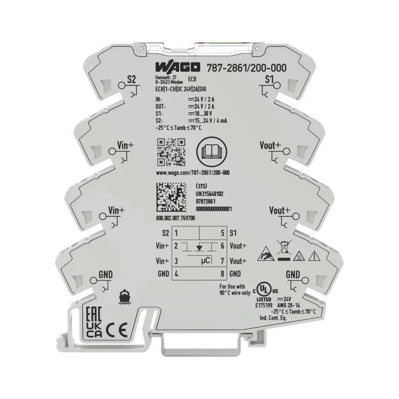 WAGO EPSITRON Electronic Circuit Breaker 2A Current Rating 24V Voltage, DIN Rail Mount 787-2861/200-000