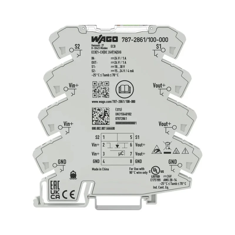 WAGO EPSITRON Electronic Circuit Breaker 1A 24V DIN Rail 787-2861/100-000