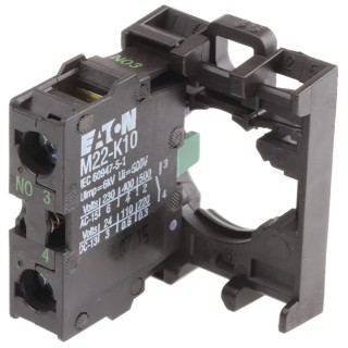 Eaton Contact Block for Use with RMQ-Titan 22.5 mm Drilling Dimensions, Front Mount, Screw Terminal, 6A 216504 M22-AK10
