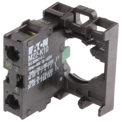 Eaton Contact Block for Use with RMQ-Titan 22.5 mm Drilling Dimensions, Front Mount, Screw Terminal, 6A 216504 M22-AK10
