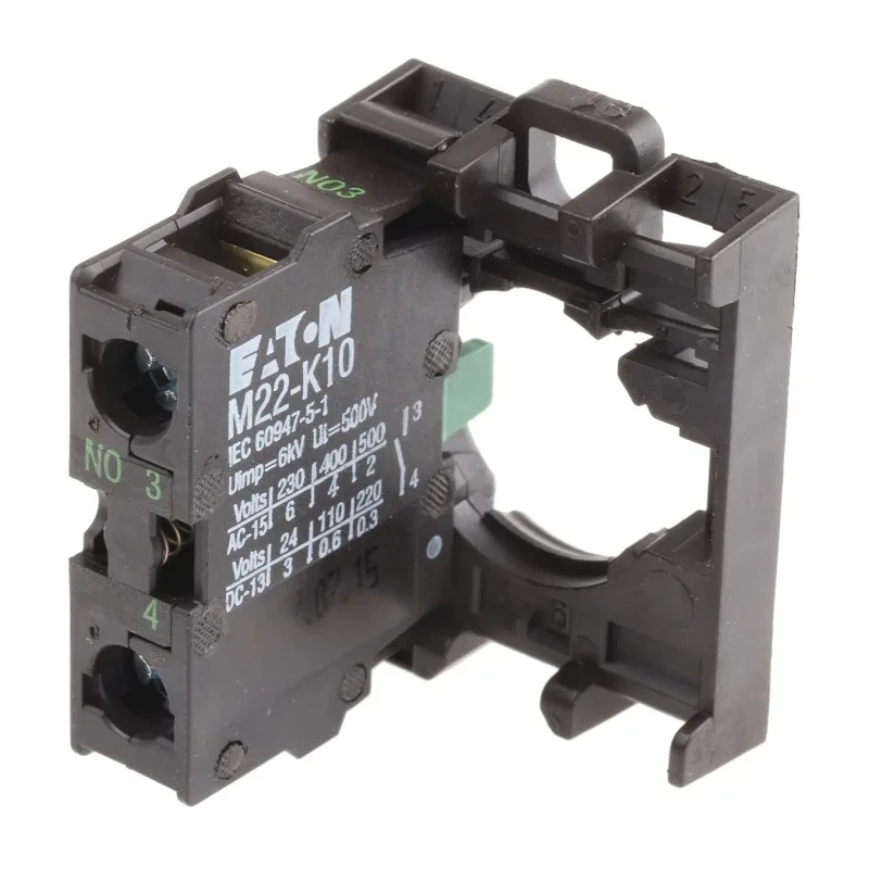 Eaton Contact Block for Use with RMQ-Titan 22.5 mm Drilling Dimensions, Front Mount, Screw Terminal, 6A 216504 M22-AK10