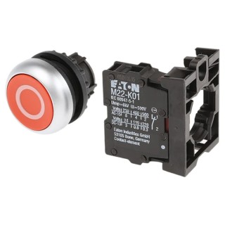 Eaton RMQ Titan M22 Series Push Button Switch, Spring Return, Momentary, Panel Mount, 22 mm Cutout 216510 M22-D-R-X0/K01
