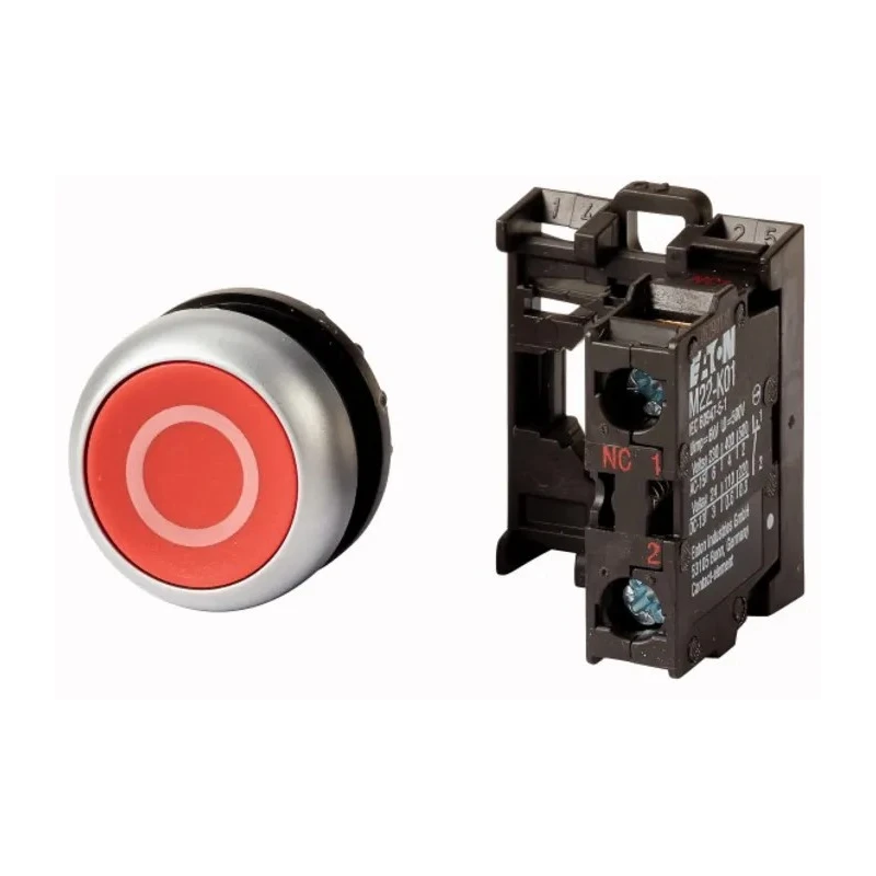 Eaton RMQ Titan M22 Series Push Button Switch, Spring Return, Momentary, Panel Mount, 22 mm Cutout 216510 M22-D-R-X0/K01