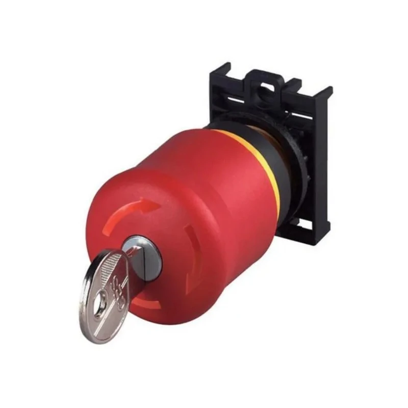 Eaton RMQ Titan Series Key Release Emergency Stop Push Button, Panel Mount, 22.5mm Cutout, 1 NC, IP66 216514 M22-PVS/K01