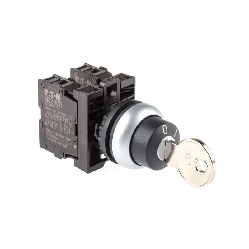 Eaton Key Switch Screw Termination 22mm Cutout Diameter 60° Key Index Angle RMQ-Titan M22 Series 216517 M22-WRS/K11