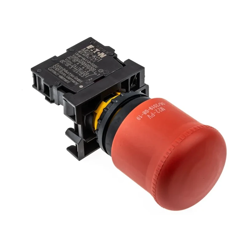Eaton RMQ Titan M22 Series Pull Release Emergency Stop Push Button, Panel Mount, 22 mm Cutout, 1 NC, IP67 216515 M22-PV/K01
