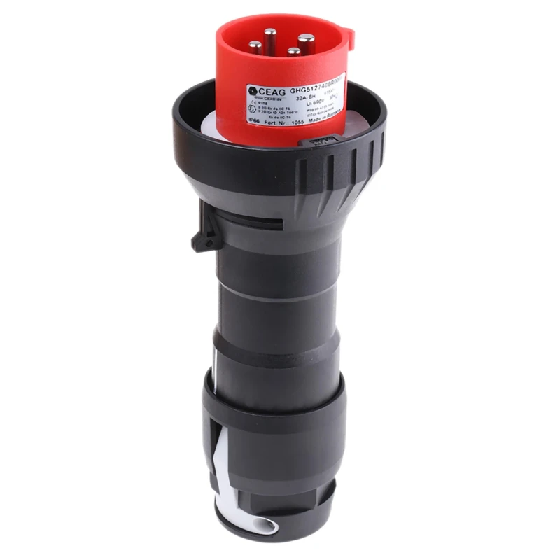 Eaton Heavy Duty Power Connector Black Cable Mount 4P Straight 32A 415V ATEX GHG 5127406R0001