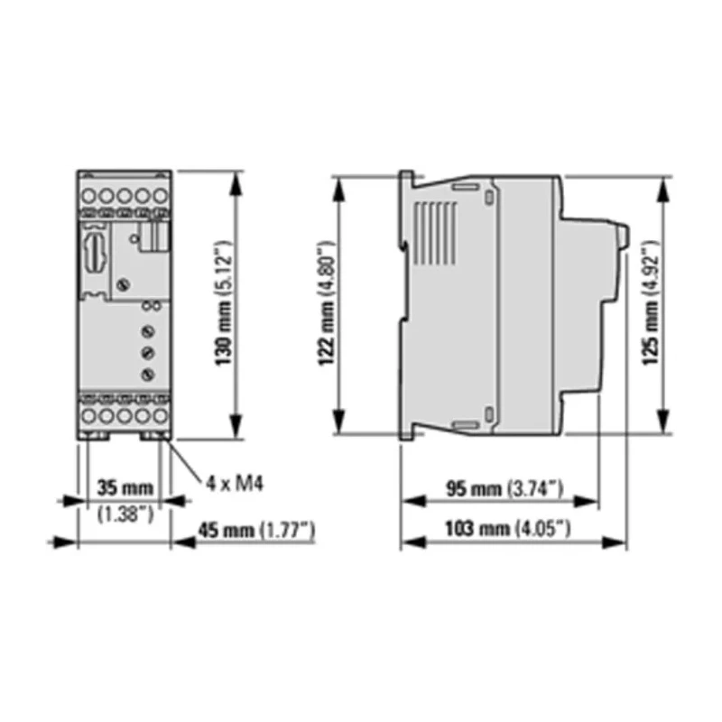Eaton DS7 Soft Start Motor Starter 7.5 kW 480V AC 3 Phase Vertical Mount IP20 DS7-34DSX016N0-D