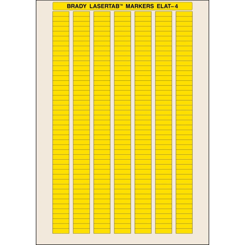 Brady Yellow Label Sheet Laser Printable, 20mm x 6mm, High Temperature, Abrasion and Chemical Resistant ELAT-4-747YL-10