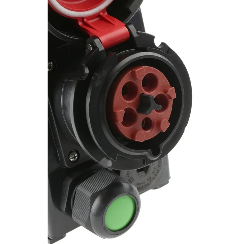 Eaton Heavy Duty Power Connector, Wall Mount, 32A, 415V, IP54/IP66, Fibreglass Reinforced Polyester, Black GHG 5124506R0001
