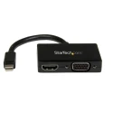 RS PRO 2 Port Mini DisplayPort to HDMI, VGA Adapter 150mm Length 1920 x 1200 Pixel Maximum Resolution MDP2HDVGA