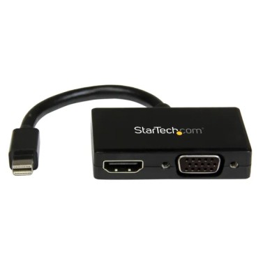 RS PRO 2 Port Mini DisplayPort to HDMI, VGA Adapter 150mm Length 1920 x 1200 Pixel Maximum Resolution MDP2HDVGA