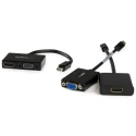 RS PRO 2 Port Mini DisplayPort to HDMI, VGA Adapter 150mm Length 1920 x 1200 Pixel Maximum Resolution MDP2HDVGA