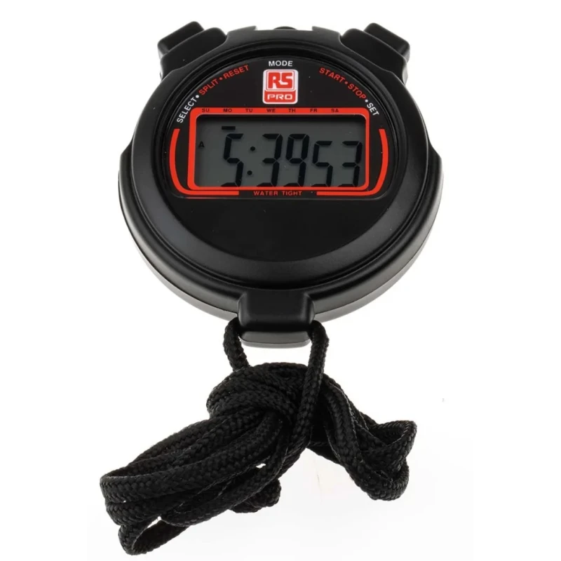 EA Combs Black Digital Stopwatch 24h Hours 40min Minutes 2s Seconds Backlight 811-1814