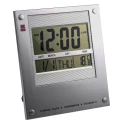 RS PRO Silver Radio Controlled Digital Wall Clock with Built-in Thermometer 811-1820