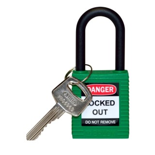Brady Green Nylon Lockout Safety Padlock 6.35 mm Shackle Diameter Model 813597