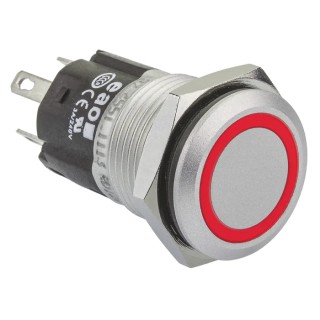 EAO Illuminated Momentary Panel Mount Push Button Switch, 16 mm Cutout, SPDT, Red LED, IP65 IP67, 12 V DC AC, 3A 82-4551.1113