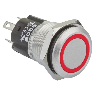 EAO Illuminated Momentary Panel Mount Push Button Switch, 16 mm Cutout, SPDT, Red LED, IP65 IP67, 12 V DC AC, 3A 82-4551.1113