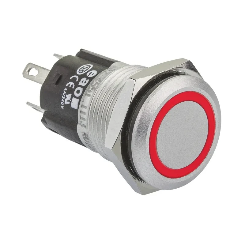 EAO Illuminated Momentary Panel Mount Push Button Switch, 16 mm Cutout, SPDT, Red LED, IP65 IP67, 12 V DC AC, 3A 82-4551.1113
