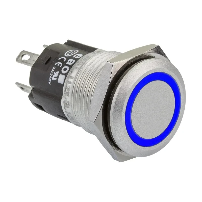 EAO 82 Series Illuminated Momentary Push Button Switch Panel Mount, 16 mm Cutout, SPDT, Blue LED, IP65/IP67, 12 82-4551.1123