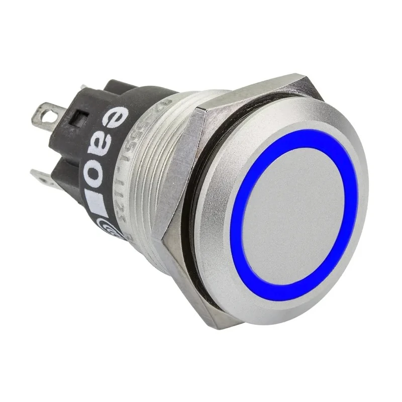 EAO 82 Series Illuminated Push Button Switch, Momentary, Panel Mount, 19 mm Cutout, SPDT, Blue LED, IP65, IP67 82-5551.1126