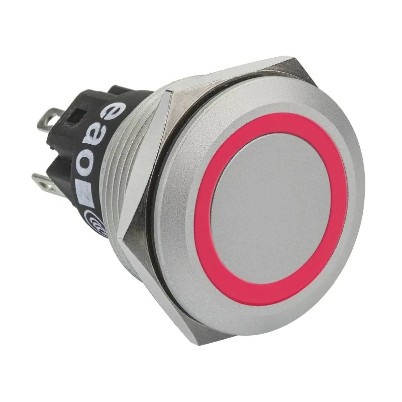 EAO 82 Series Illuminated Push Button Switch, Momentary, Panel Mount, 22.3 mm Cutout, SPDT, Red LED, IP65 82-6551.1113