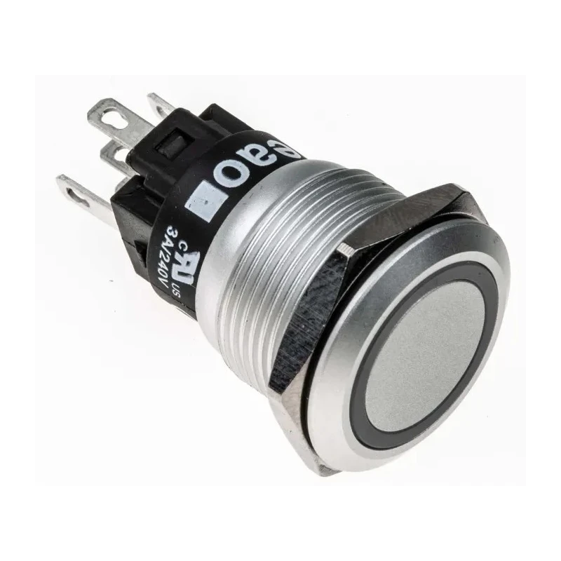 EAO 82 Series Illuminated Momentary Push Button Switch Panel Mount, 19 mm Cutout, SPDT, Green LED, IP65 IP67 82-5551.1134