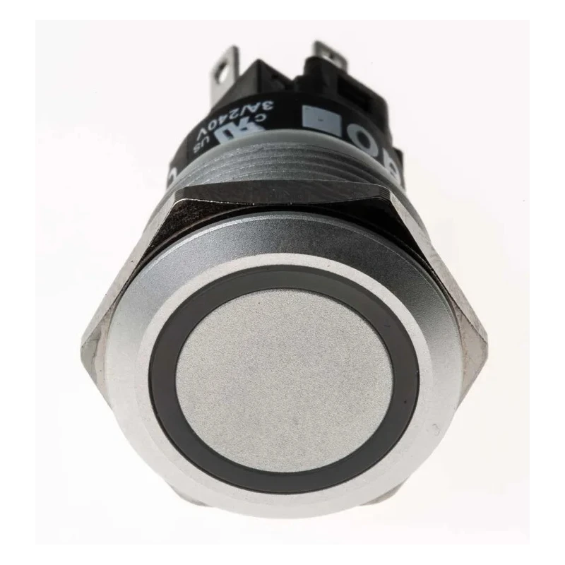 EAO 82 Series Illuminated Momentary Push Button Switch Panel Mount, 19 mm Cutout, SPDT, Green LED, IP65 IP67 82-5551.1134
